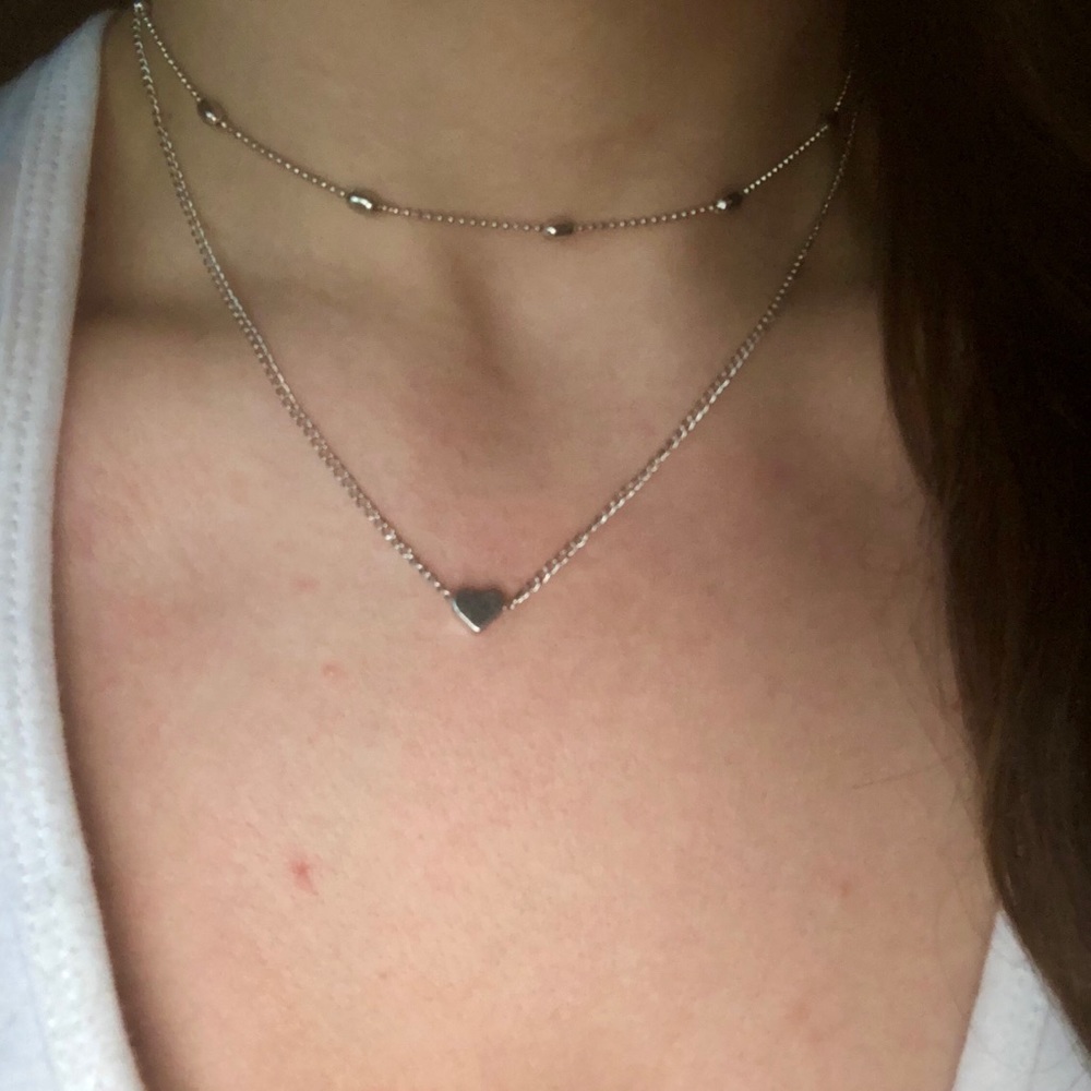 New! 4 for $12 Silver Dainty Heart Womens Necklace - Picture 4 of 5